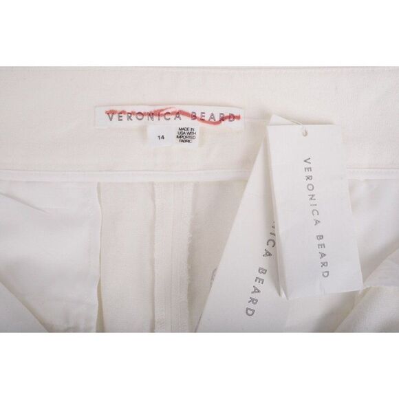Veronica Beard Womens Elsbury Flared Pants Seamed Off White Ivory Sz US 14 New - Picture 9 of 9